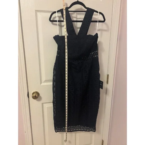 Lulus Cocktail Ready Navy Blue Crochet Lace Midi Dress - Size XL NWT - Picture 10 of 14